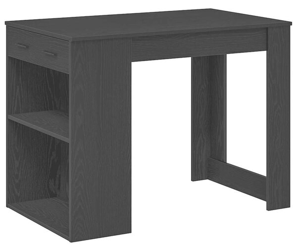 VidaXL íróasztal fiókkal polccal fekete tölgy 102x62x77,5cm gépelt fa