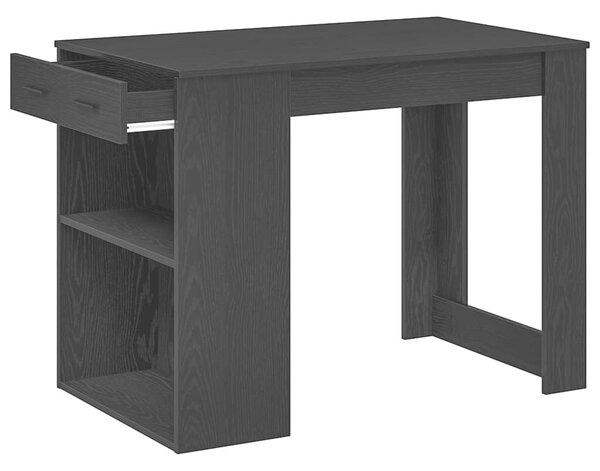 VidaXL íróasztal fiókkal polccal fekete tölgy 102x62x77,5cm gépelt fa