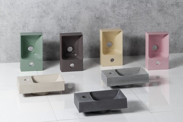 Sapho Sapho, PICCOLINO beton mosogató 30,8x17cm, jobbos csaptelep, antracit, PK30516