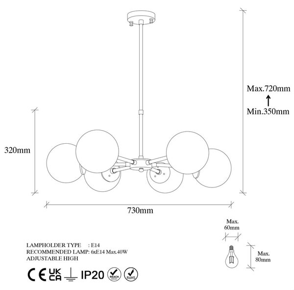 Fehér-sárgaréz színű függőlámpa üveg búrával ø 73 cm Akkas – Opviq lights