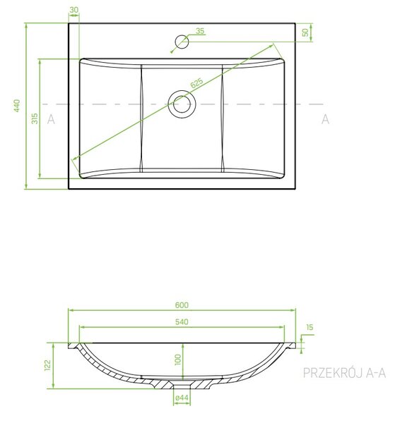 Laveo Albano, gránit mosogató 600x440x122 mm, bézs, LAV-VGA1410T