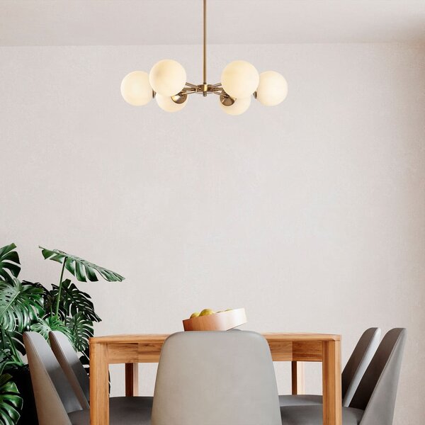 Fehér-sárgaréz színű függőlámpa üveg búrával ø 73 cm Akkas – Opviq lights