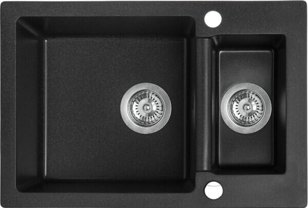 Laveo Celia, 1,5-kamrás gránit mosogató 650x440x195 mm, fekete, LAV-SBC_730T