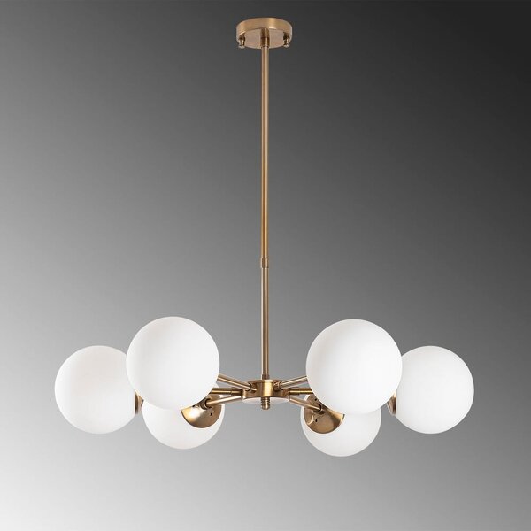Fehér-sárgaréz színű függőlámpa üveg búrával ø 73 cm Akkas – Opviq lights