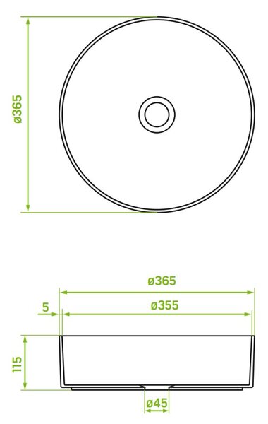 Laveo Desna, kerámia munkalap mosogató 360x360x120 mm, fehér, LAV-VUD_6236