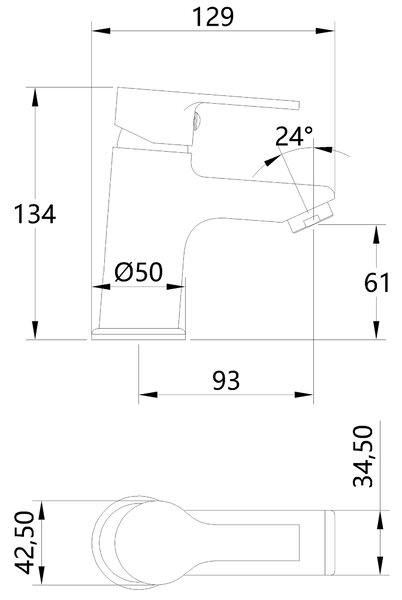 Invena Bralos, mosogató csaptelep h-134, fekete matt, INV-BU-07-004-A