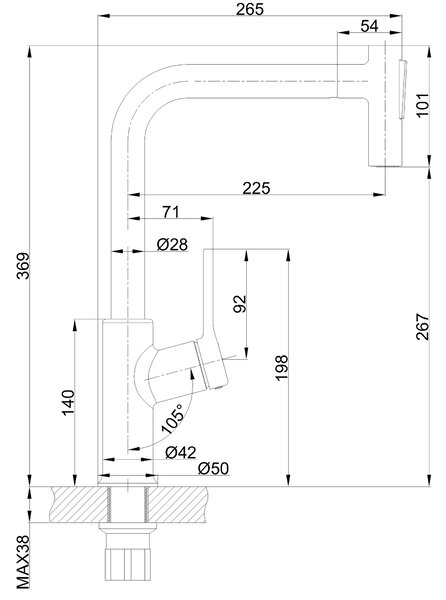 Invena Farsala, magas mosogató csaptelep 2 funkciós kihúzható kifolyóval h-369, króm, INV-BZ-40-L01-S