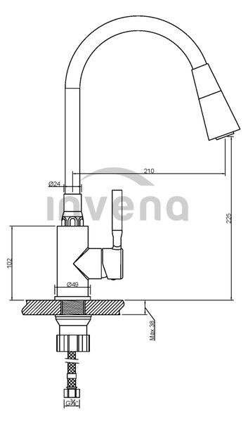 Invena Hula, magas mosogató csaptelep 2 funkciós, fehér, INV-BZ-85-P02-L