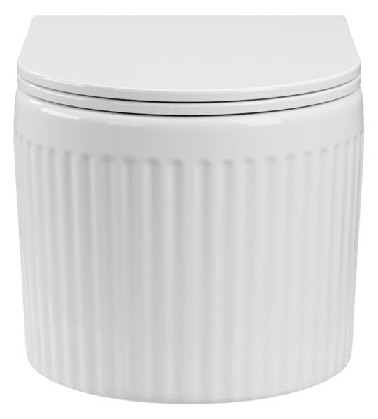 Invena Glamour, falra szerelhető WC csésze Swirlflush 495x365x363 mm + wc ülőke lassan záródó, fehér, INV-CE-92-001-L