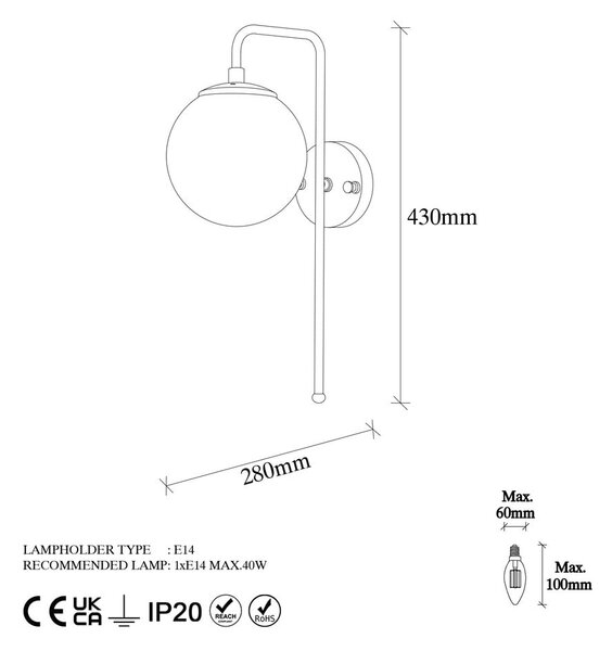 Fehér-sárgaréz színű fali lámpa Viran – Opviq lights