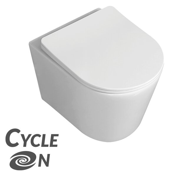 Laveo Jari Cycleon, falra szerelhető WC CycleOn pezsgőfürdő rendszerrel 485x370x325 mm + wc ülőke, fehér, LAV-VMJ_609S