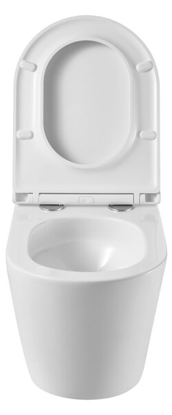 Erga Lily+, fali WC-csésze 490x370x365mm, Tornado 2 perem nélküli + lágyan záródó WC-ülőke, fehér, ERG-V03-LILY-TO2-WH