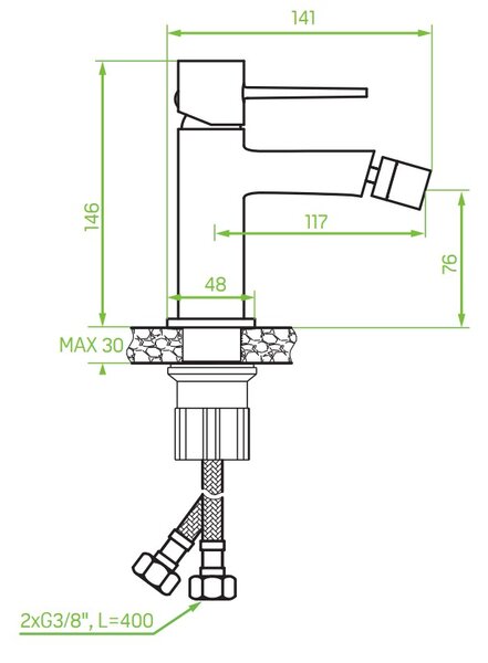 Laveo Pola, bidé csaptelep h-146, fényes arany, LAV-BAP_G32D