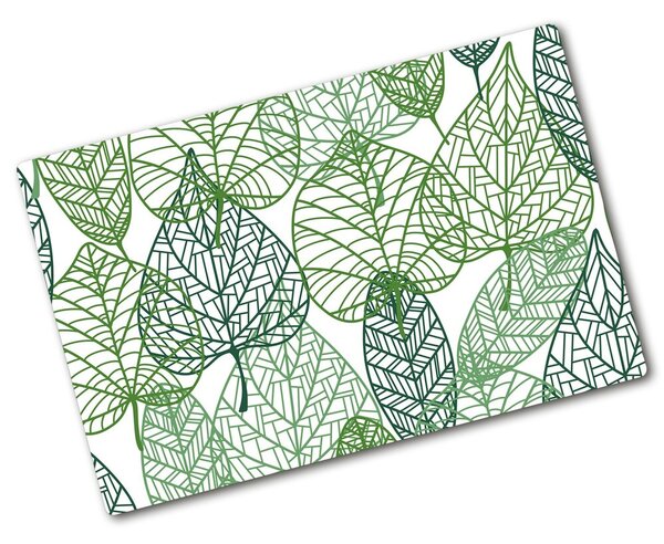 Edzett üveg vágódeszka Zöld levelek mintázata