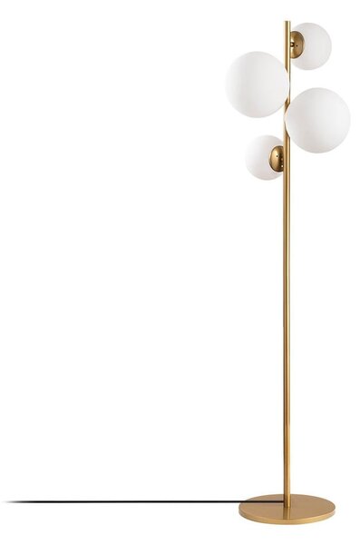 Fehér-sárgaréz színű állólámpa üveg búrával (magasság 162 cm) Fazli – Opviq lights