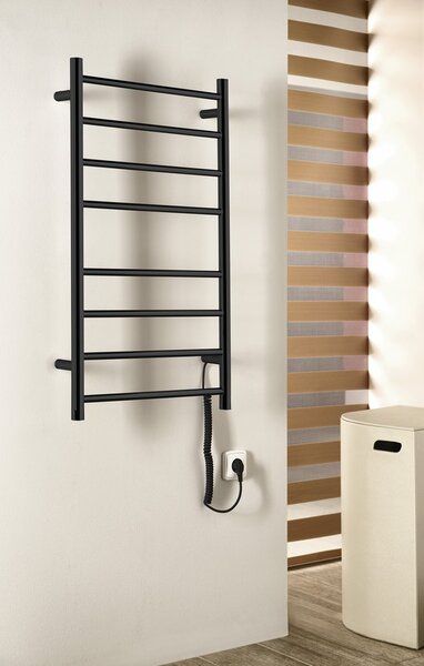 Sapho , REDONDO elektromos törülközőszárító, kerek, 500x900 mm, 75 W, fekete matt, ER220BV