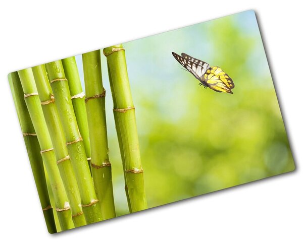 Üveg vágódeszka Bamboo és a pillangó