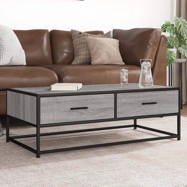 VidaXL szürke sonoma szerelt fa és fém dohányzóasztal 100 x 50 x 35 cm