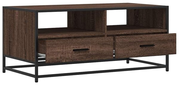 VidaXL barna tölgyszínű szerelt fa és fém dohányzóasztal 100x50x45 cm