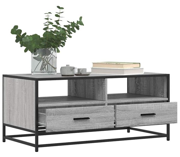 VidaXL szürke sonoma szerelt fa és fém dohányzóasztal 100 x 50 x 45 cm