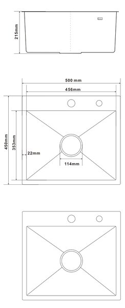 Erga HD, 1 kamrás acél mosogató 500x450x210 mm, grafit, ERG-MLS-HD5045B
