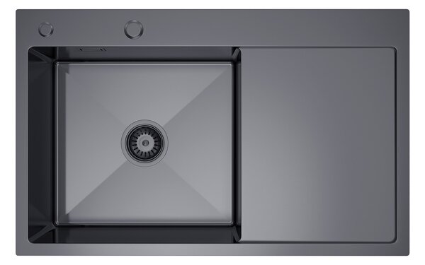 Erga HD, 1 kamrás acél mosogató 780x490x210 mm, bal, grafit, ERG-MLS-HD7849LB