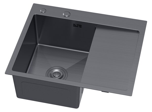 Erga HD, 1 kamrás acél mosogató 580x480x210 mm, jobb, grafit, ERG-MLS-HD5848RB