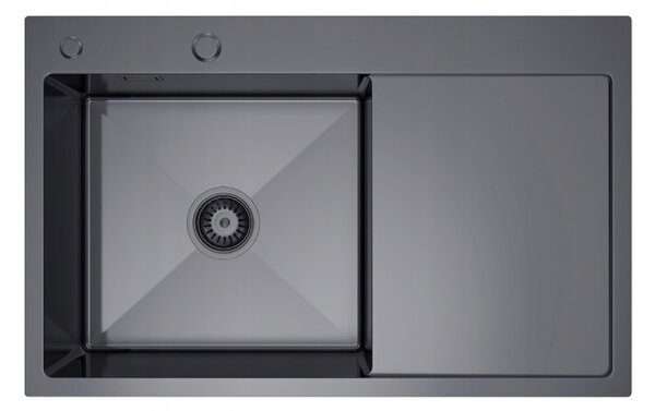 Erga HD, 1 kamrás acél mosogató 780x490x210 mm, bal, grafit, ERG-MLS-HD7849LB