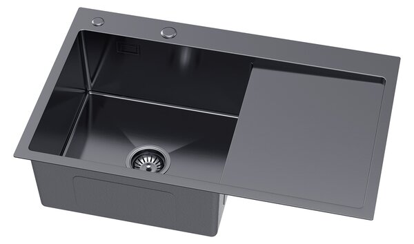 Erga HD, 1 kamrás acél mosogató 780x490x210 mm, bal, grafit, ERG-MLS-HD7849LB
