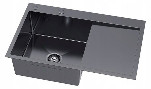 Erga HD, 1 kamrás acél mosogató 780x490x210 mm, bal, grafit, ERG-MLS-HD7849LB