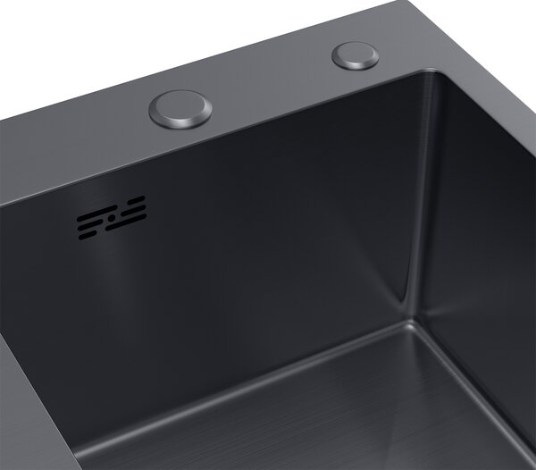 Erga HD, 1 kamrás acél mosogató 580x480x210 mm, jobb, grafit, ERG-MLS-HD5848RB