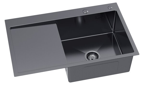 Erga HD, 1 kamrás acél mosogató 780x490x210 mm, jobb, grafit, ERG-MLS-HD7849RB