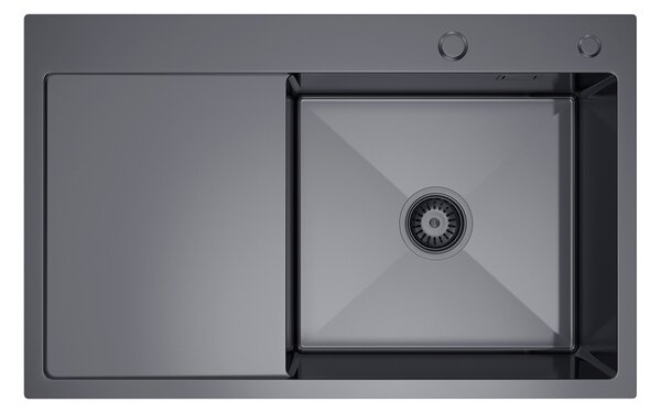 Erga HD, 1 kamrás acél mosogató 780x490x210 mm, jobb, grafit, ERG-MLS-HD7849RB