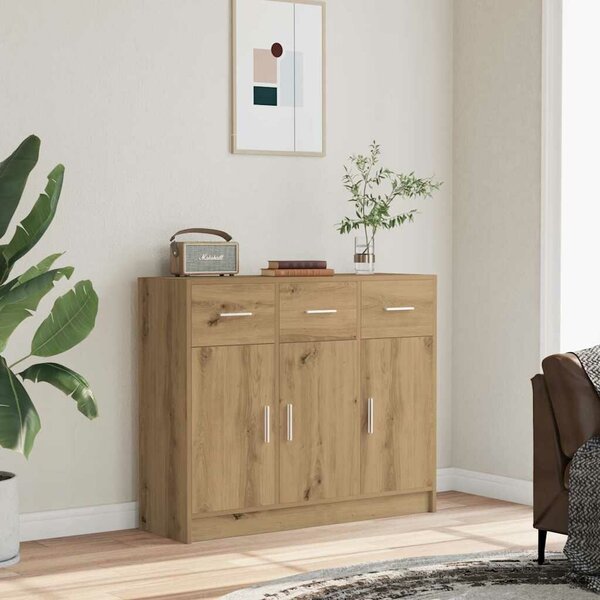 VidaXL kézműves tölgy színű szerelt fa tálalószekrény 91x28x75 cm