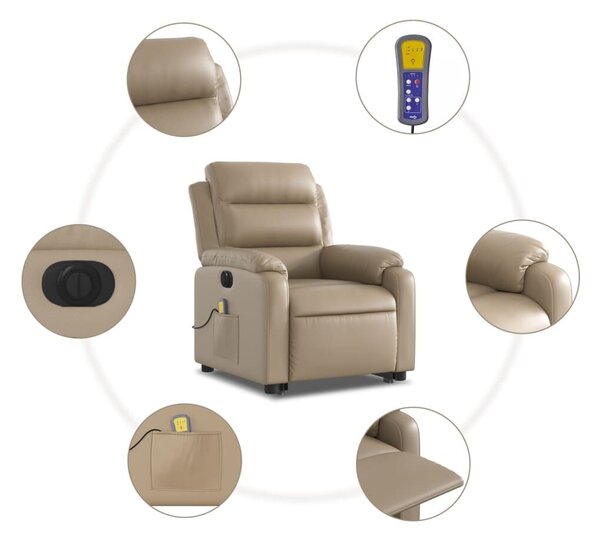 VidaXL elektromos cappuccino műbőr felállást segítő masszázsfotel