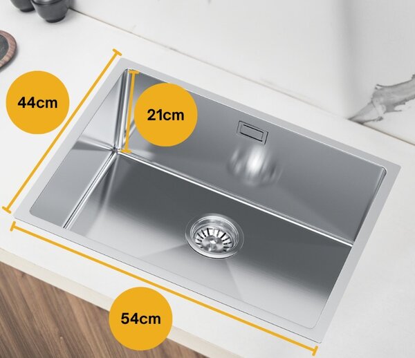 Erga HD, 1 kamrás acél mosogató 540x440x210 mm, acél, ERG-MLS-HD5444