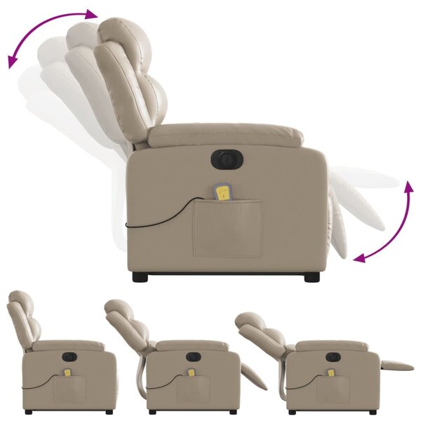 VidaXL elektromos cappuccino műbőr felállást segítő masszázsfotel