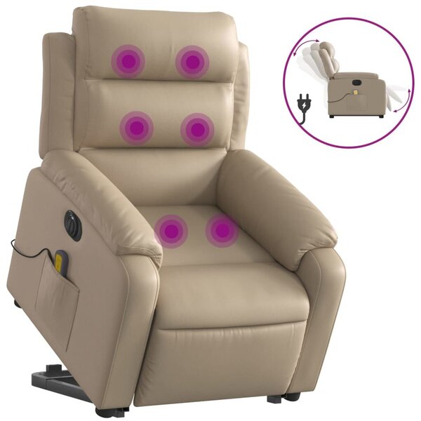 VidaXL elektromos cappuccino műbőr felállást segítő masszázsfotel