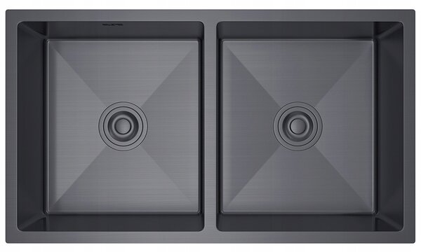 Erga HD, 2 kamrás acél mosogató 800x450x210 mm, grafit, ERG-MLS-HD8045B