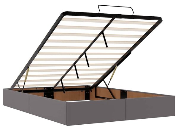 VidaXL szürke műbőr ottomán ágy matracokkal & LED-ek 140x200cm
