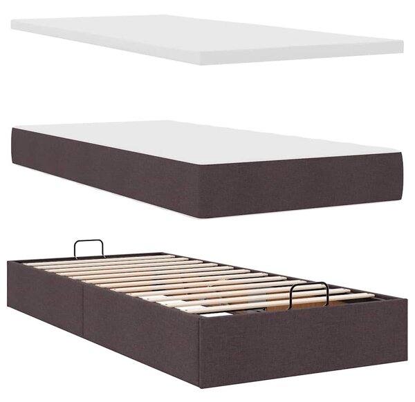 VidaXL Ottomán ágy matraccal sötétbarna 90x200 cm szövet