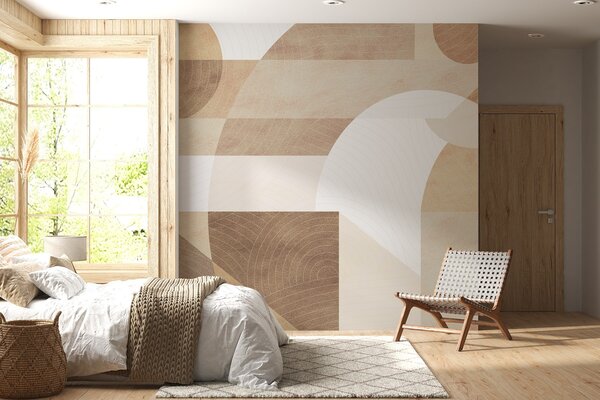 Fotótapéta Modern geometria absztrakt formákkal, bézs és barna tónusú texturált részletekkel, Fotótapéta minták, w02140 : Uwalls.hu