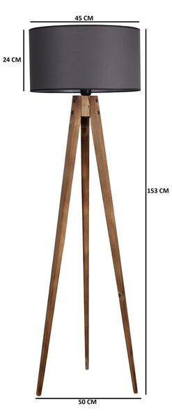 Sötétszürke-natúr színű állólámpa textil búrával (magasság 153 cm) Tripod – Opviq lights
