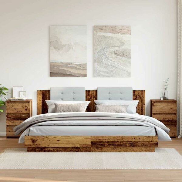VidaXL 2 db antik fa színű szerelt fa éjjeliszekrény 40x35x62,5 cm