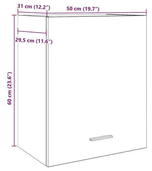 VidaXL 2 db antik fa színű szerelt fa függő szekrény 50 x 31 x 60 cm