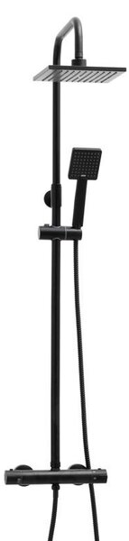 Erga Flova, zuhanygarnitúra termosztatikus csapteleppel és esőfejjel 20x20cm, fekete matt, ERG-YKA-BP.FLOVA THERM 20 BLK
