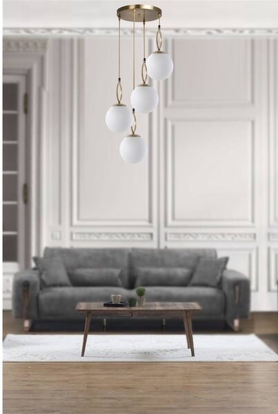 Fehér-sárgaréz színű függőlámpa üveg búrával ø 30 cm Morino – Opviq lights