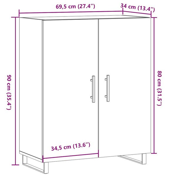 VidaXL antik fa színű szerelt fa tálalószekrény 69,5 x 34 x 90 cm