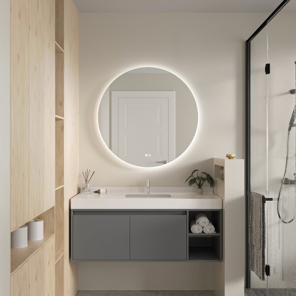 Erga Sofia, kerek LED tükör 90cm páramentes fűtőbetéttel, ERG-V01-207-9090