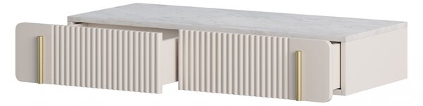 Malmi 100 cm-es függő fésülködőasztal fiókokkal - kasmír / crema bianca / arany